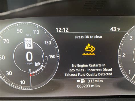This problem can be trivially caused by the lack of AdBlue liquid, by the failure of the relative injector or of the sensor that determines its level. . Range rover incorrect diesel exhaust fluid quality detected